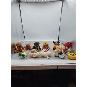 Hugfun 10-Piece Set Plush Christmas Ornament Collection Plush Bears Snowman